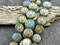 *8* 13mm Translucent Aqua Picasso AB Laser Tattoo Lotus Flower Coin Beads